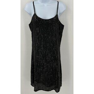 Romeo & Juliet Couture Sequined Dress Black Spaghetti Strap Size S New With Tags